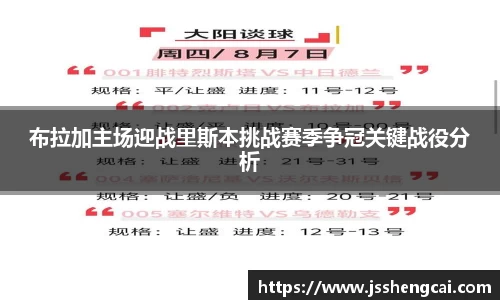 布拉加主场迎战里斯本挑战赛季争冠关键战役分析